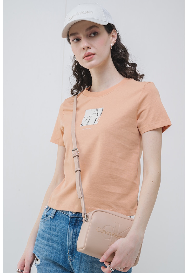 Tricou din bumbac cu detaliu logo
