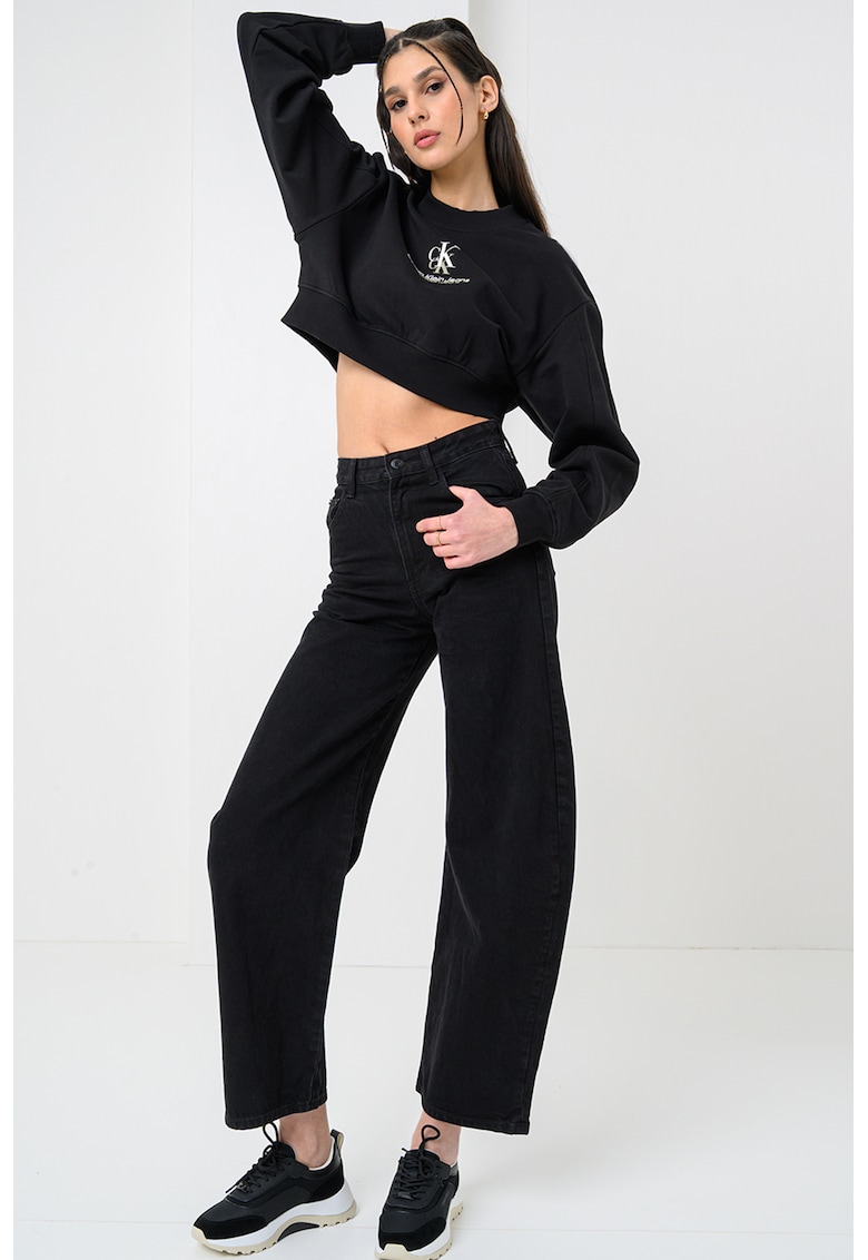 Bluza crop de trening lejera cu logo