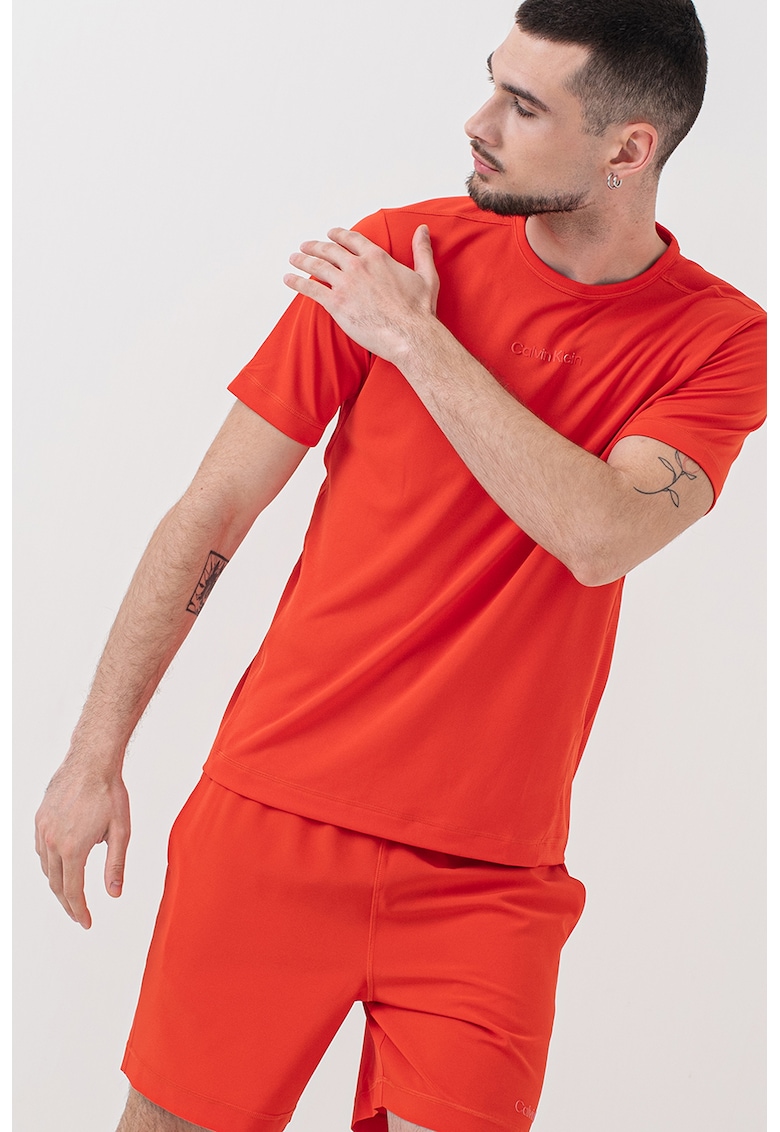 Tricou cu decolteu rotund - pentru antrenament - Portocaliu mandarina