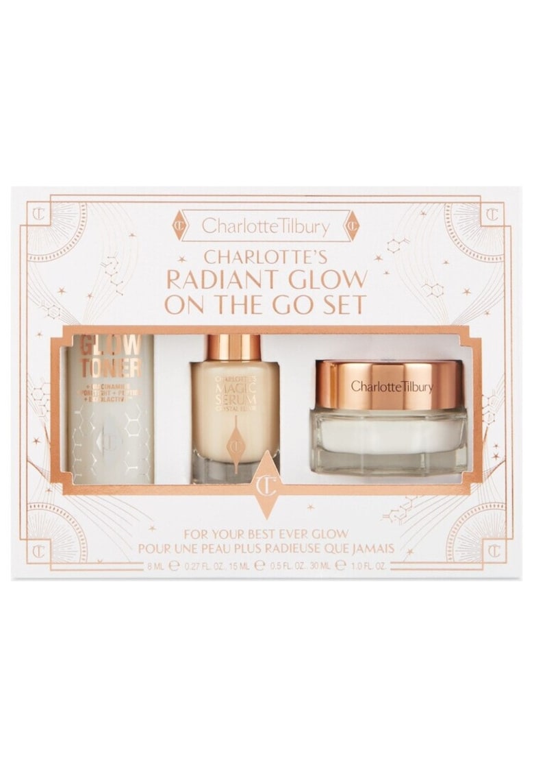 Set Charlotte's Radiant Glow On The Go - Ser facial Crystal Elixir Magic - 8 ml + Magic Cream - 15 ml + Glow Toner - 30 ml