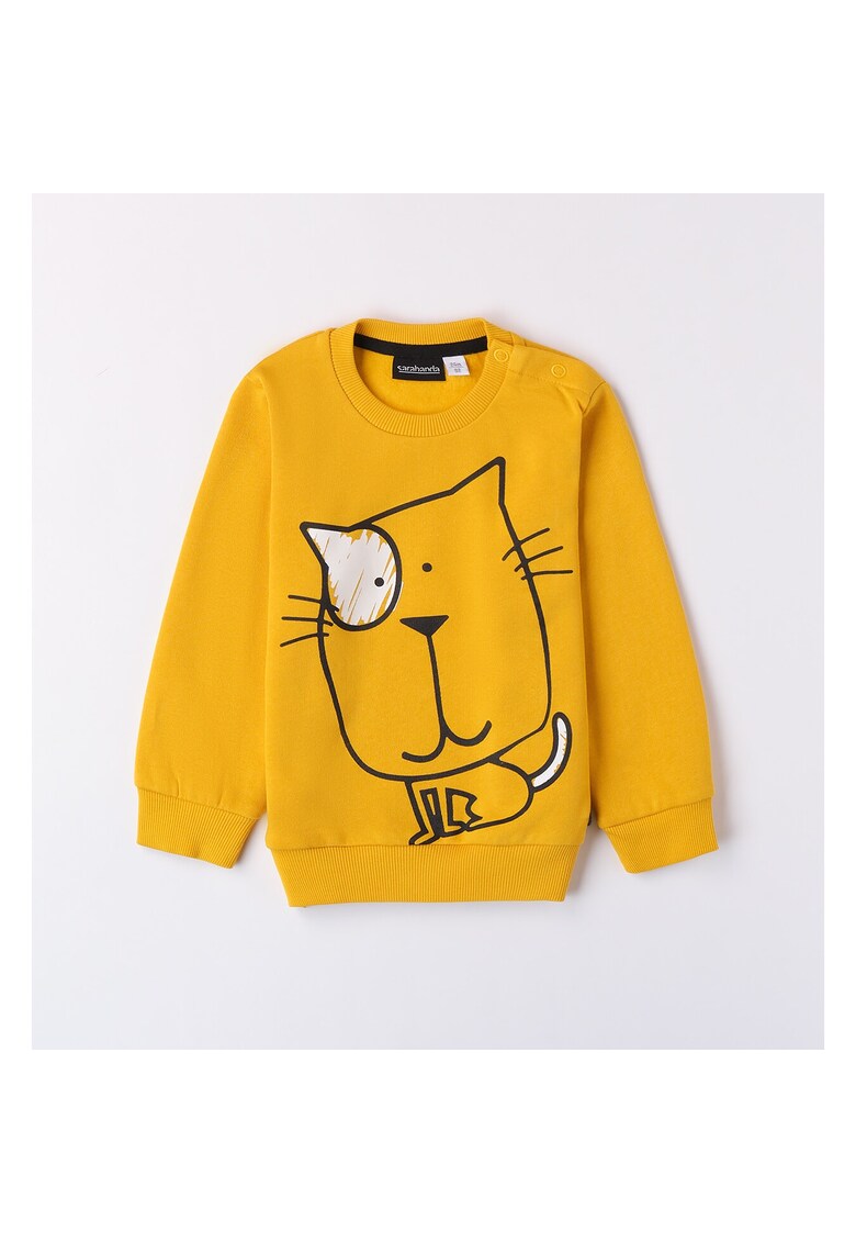 Bluza maneca lunga cu imprimeu pisica pentru baiat - 0.A035 - Galben
