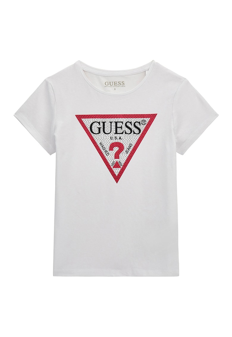 Tricou cu imprimeu logo si strasuri