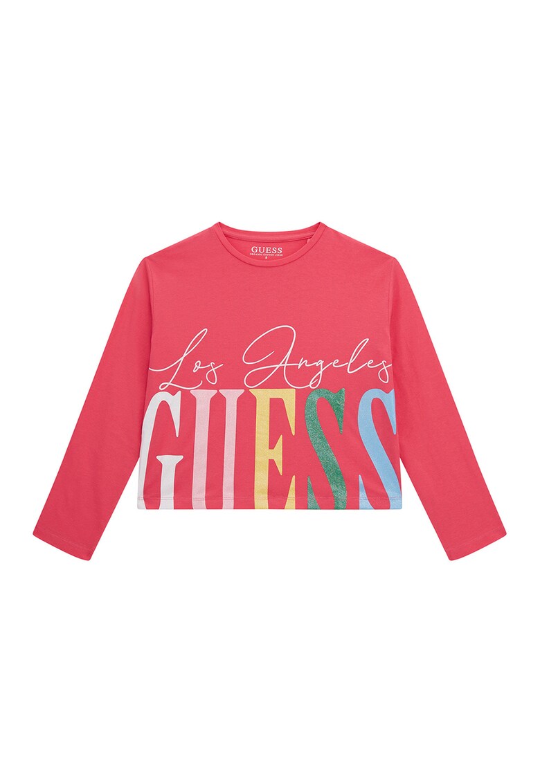 Bluza crop cu imprimeu logo - Verde/Roz aprins/Galben pal