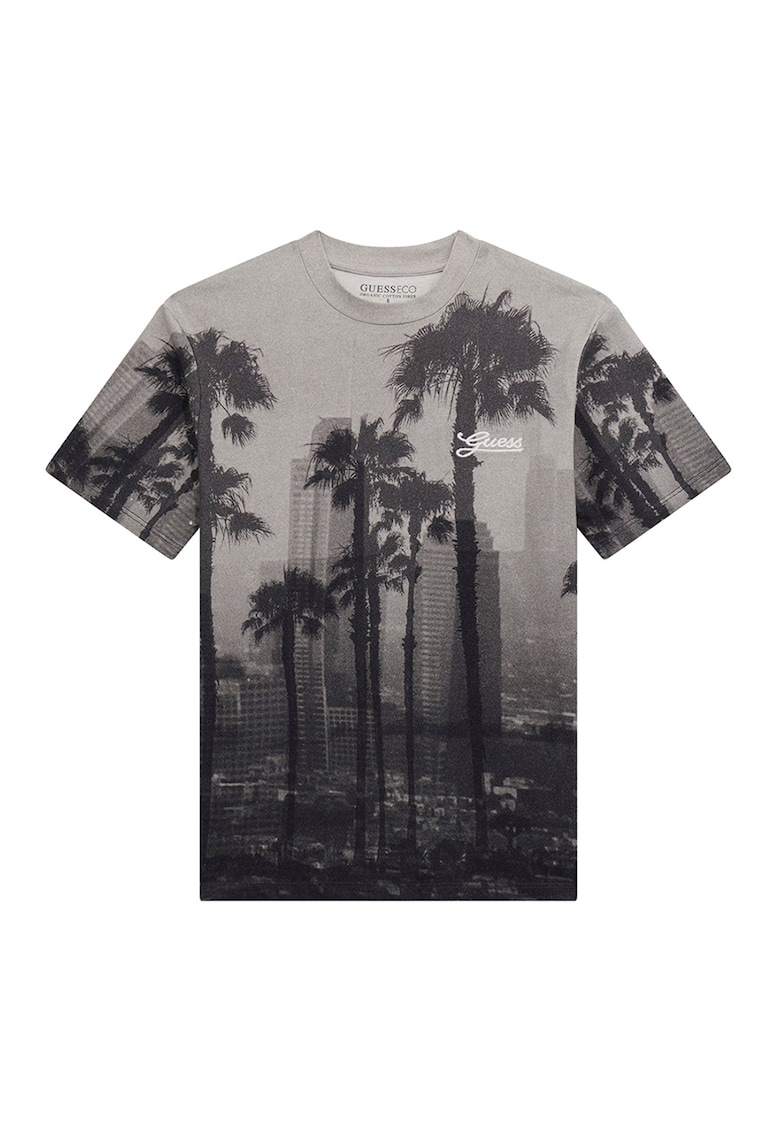 Tricou din bumbac cu imprimeu grafic - Negru/Gri melange