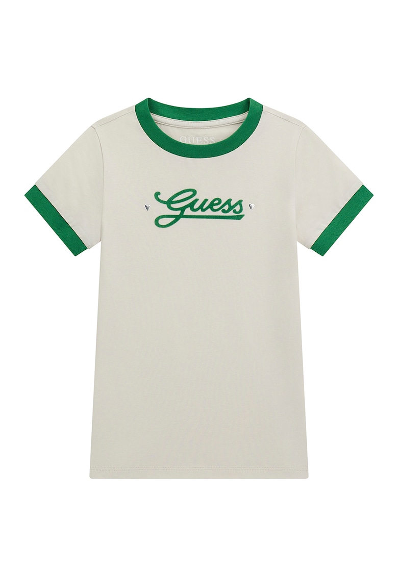 Tricou din amestec de bumbac cu model logo - Verde/Alb murdar