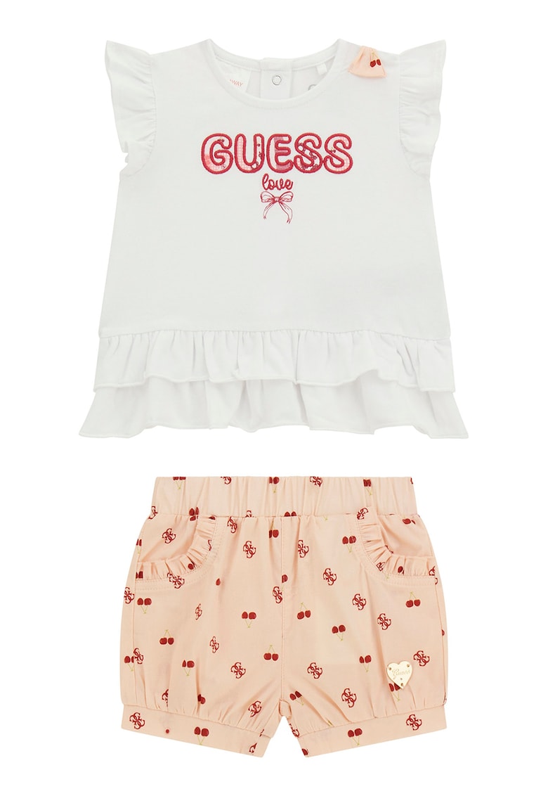 Set de pantaloni scurti si tricou cu imprimeu logo - 2 Piese Set de pantaloni scurti si tricou cu imprimeu logo - 2 Piese