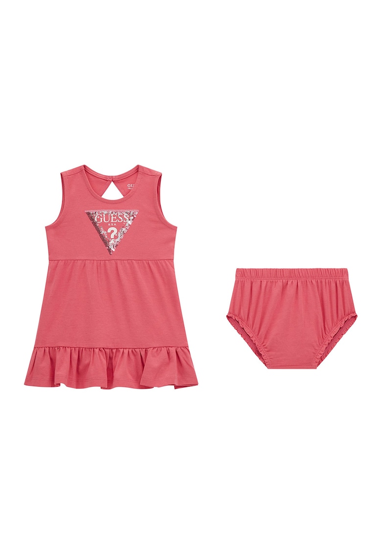 Set de chiloti si rochie din amestec de bumbac cu terminatie cu volane - 2 Piese