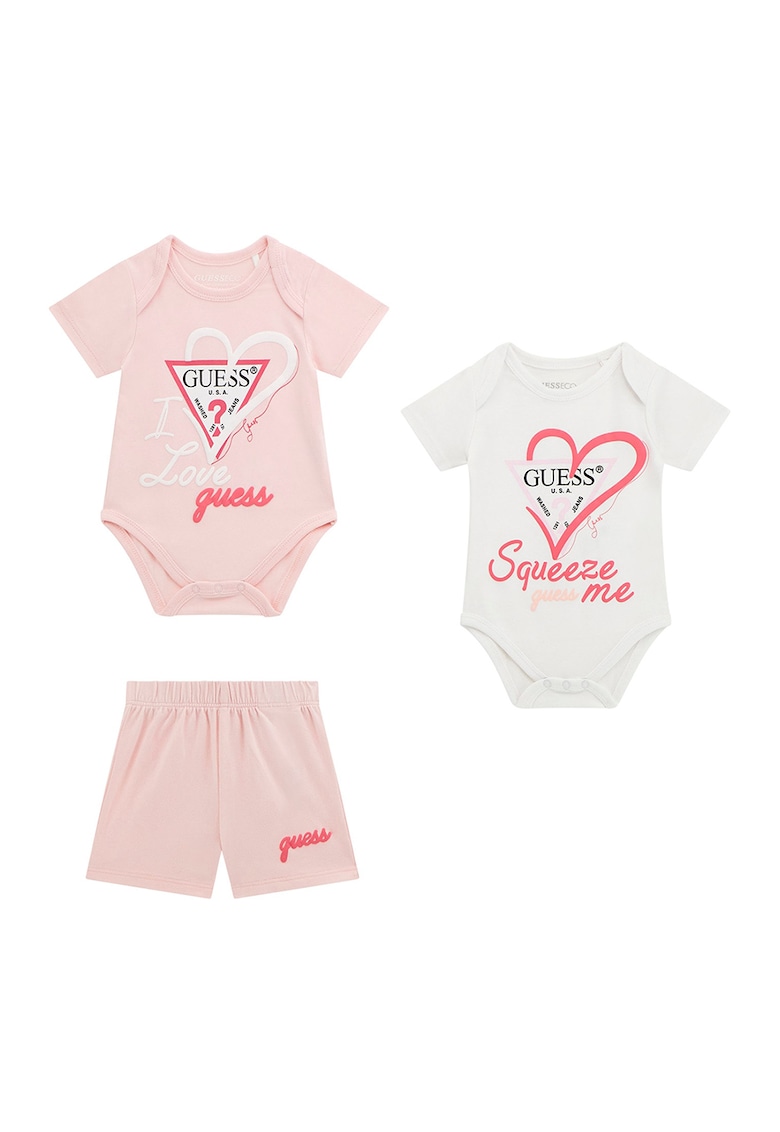 Set de pantaloni scurti si doua body-uri din amestec de bumbac - 3 Piese