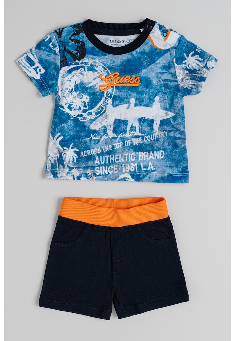 Set de tricou cu imprimeu grafic si pantaloni scurti - 2 piese