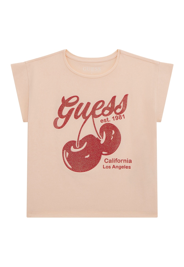 Tricou regular-fit din amestec de bumbac cu logo - Rosu inchis/Piersica