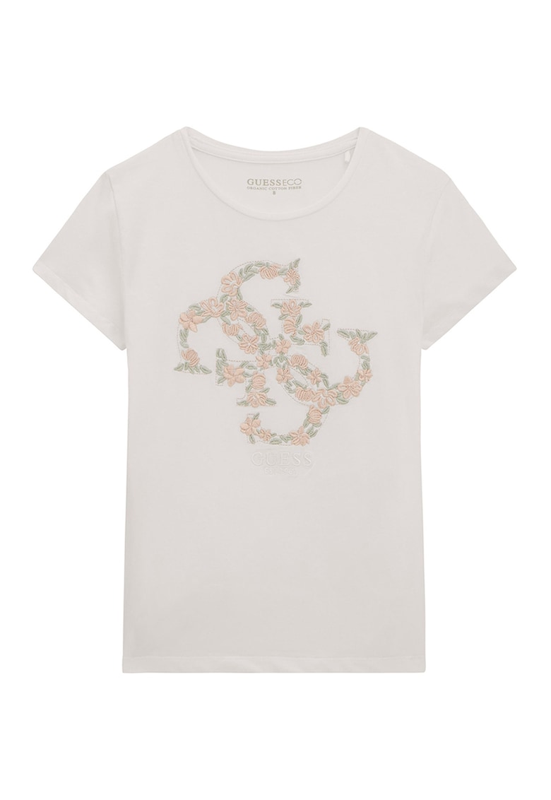 Tricou regular-fit din amestec de bumbac cu logo - Piersica/Verde pal/Alb murdar