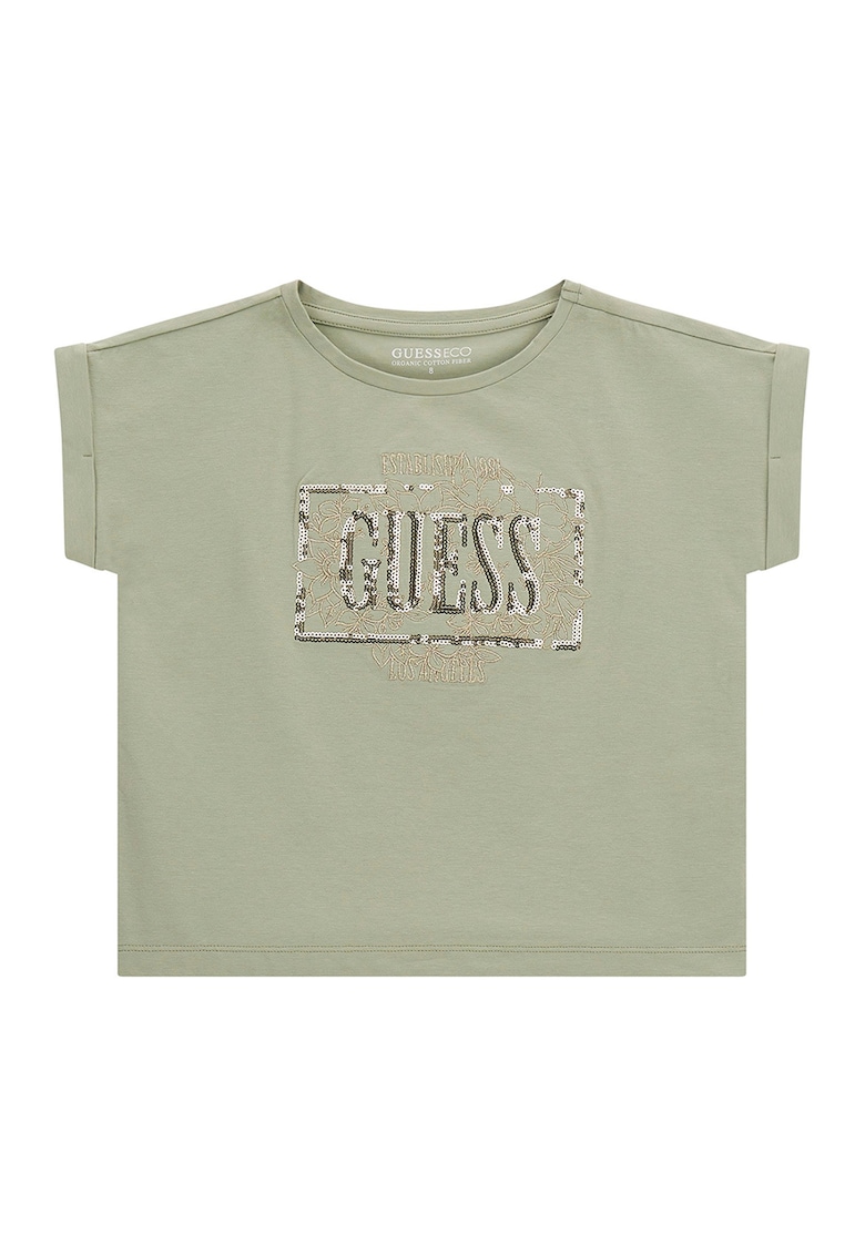 Tricou din amestec de bumbac cu aplicatii cu paiete