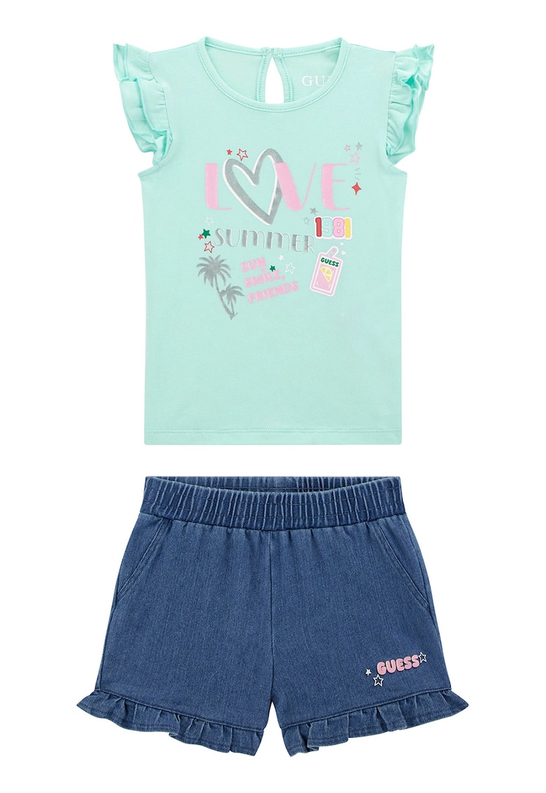 Set de tricou cu model grafic si pantaloni scurti