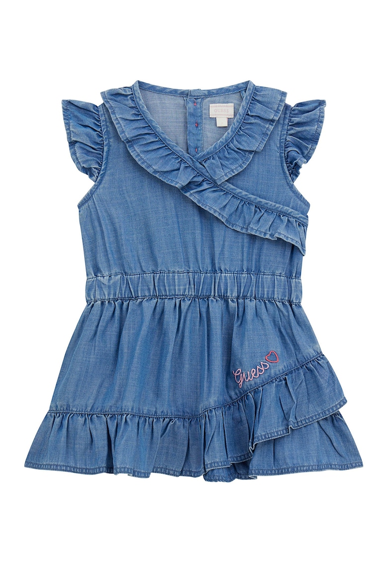 Rochie din lyocell cu volane si croiala A