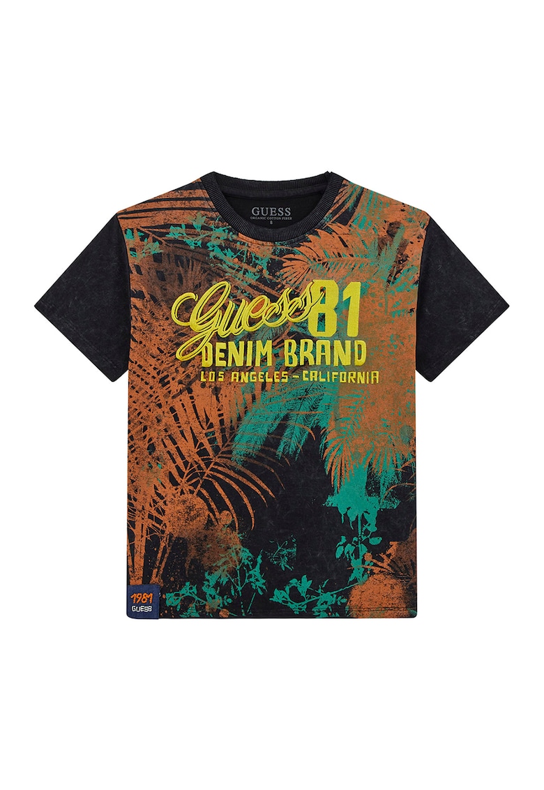 Tricou cu imprimeu grafic - Verde/Negru/Portocaliu