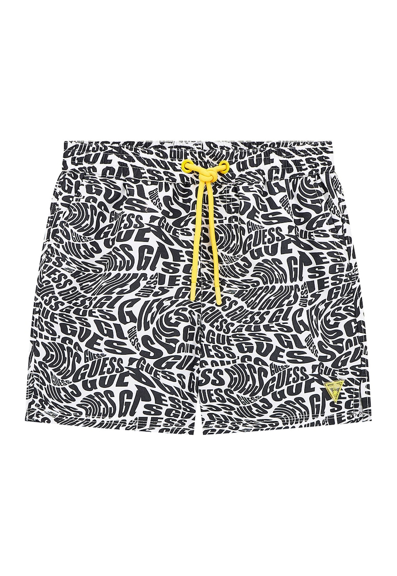 Pantaloni scurti de baie cu imprimeu logo - Alb/Negru stins