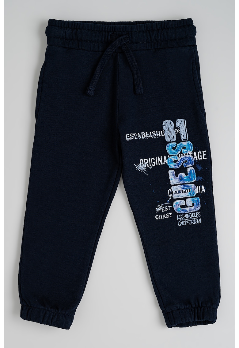 Pantaloni de trening cu imprimeu si snur de ajustare