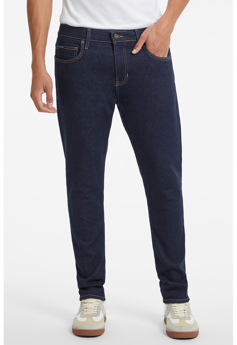 Blugi slim fit cu talie medie - Bleumarin