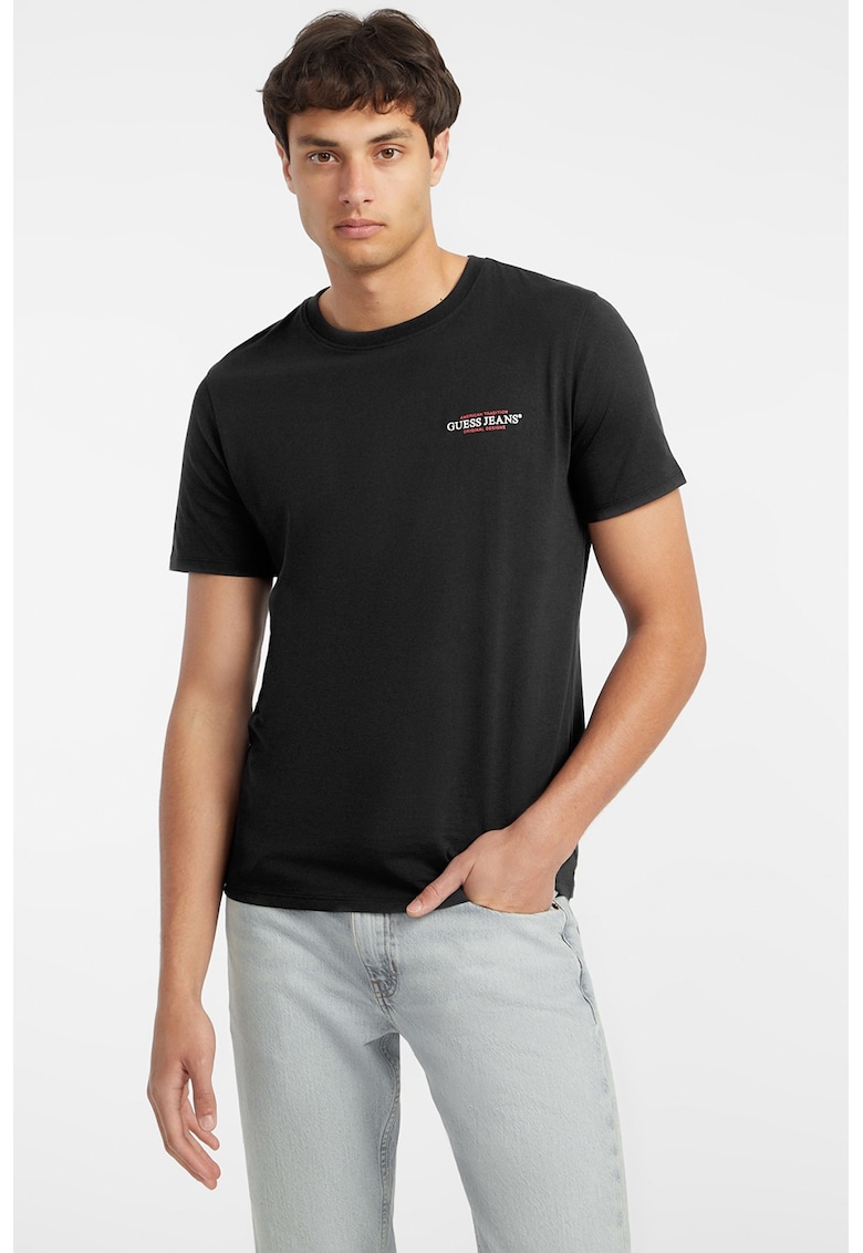 Tricou slim fit cu decolteu la baza gatului - Rosu/Alb/Negru