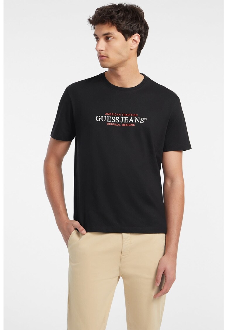 Tricou de bumbac cu imprimeu logo - Negru