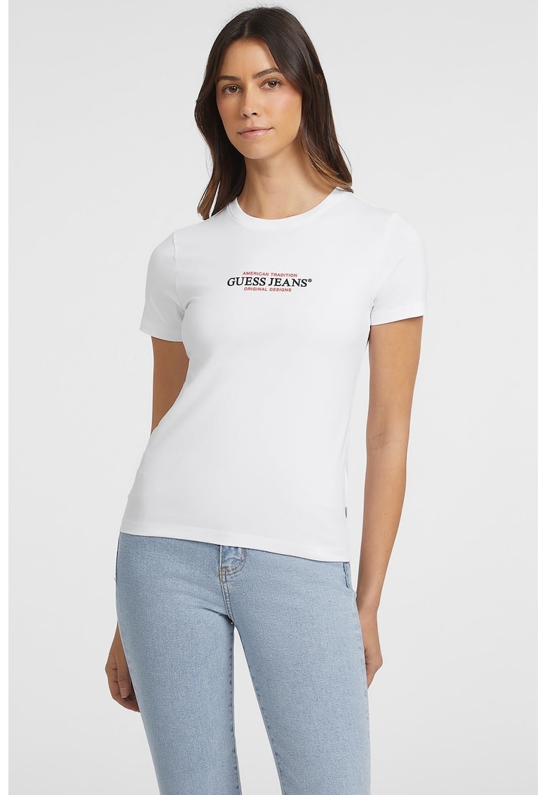 Tricou slim fit cu logo - Rosu/Negru/Alb optic