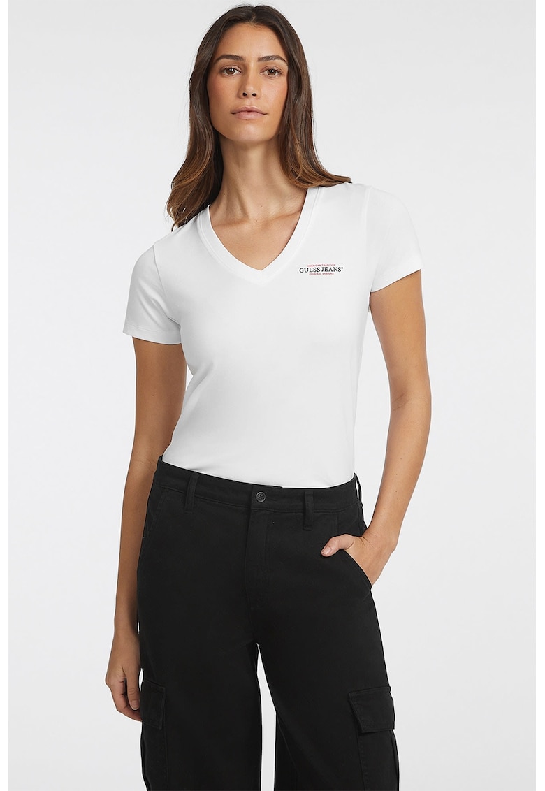 Tricou slim fit cu decolteu in V America