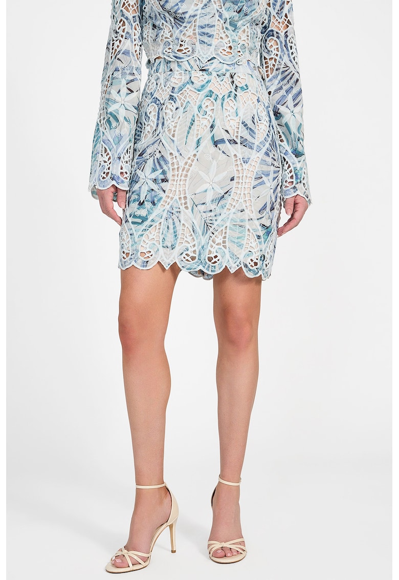 Fusta cu talie inalta si detalii de dantela Fusta cu talie inalta si detalii de dantela