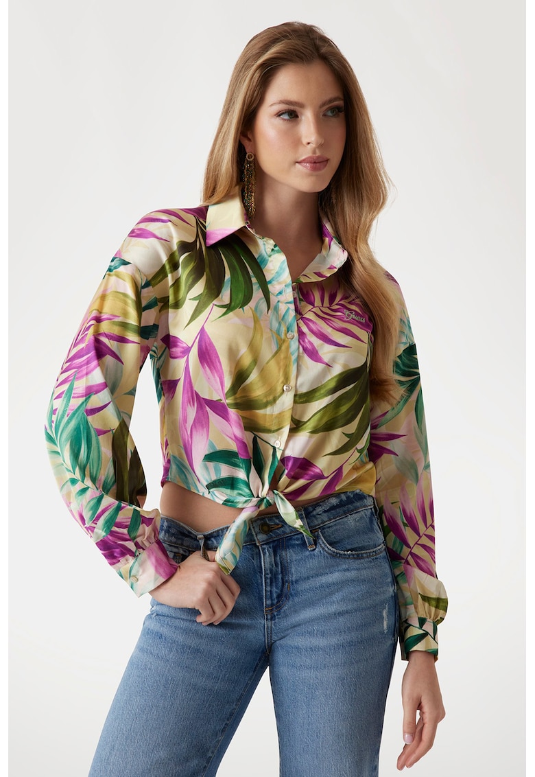 Camasa crop din satin