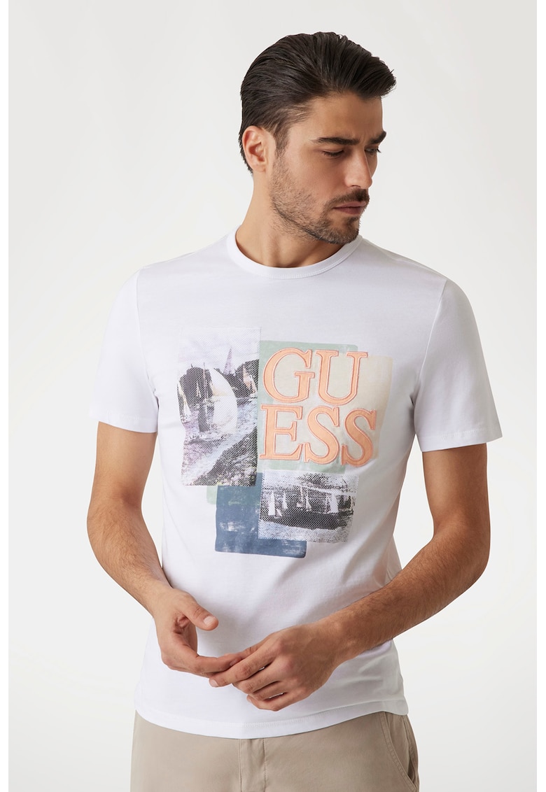 Tricou cu logo si imprimeu grafic frontal