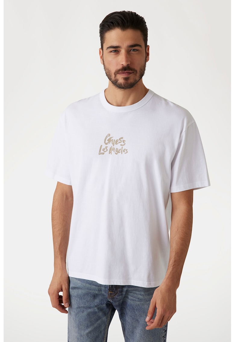 Tricou cu decolteu la baza gatului si imprimeu pe spate