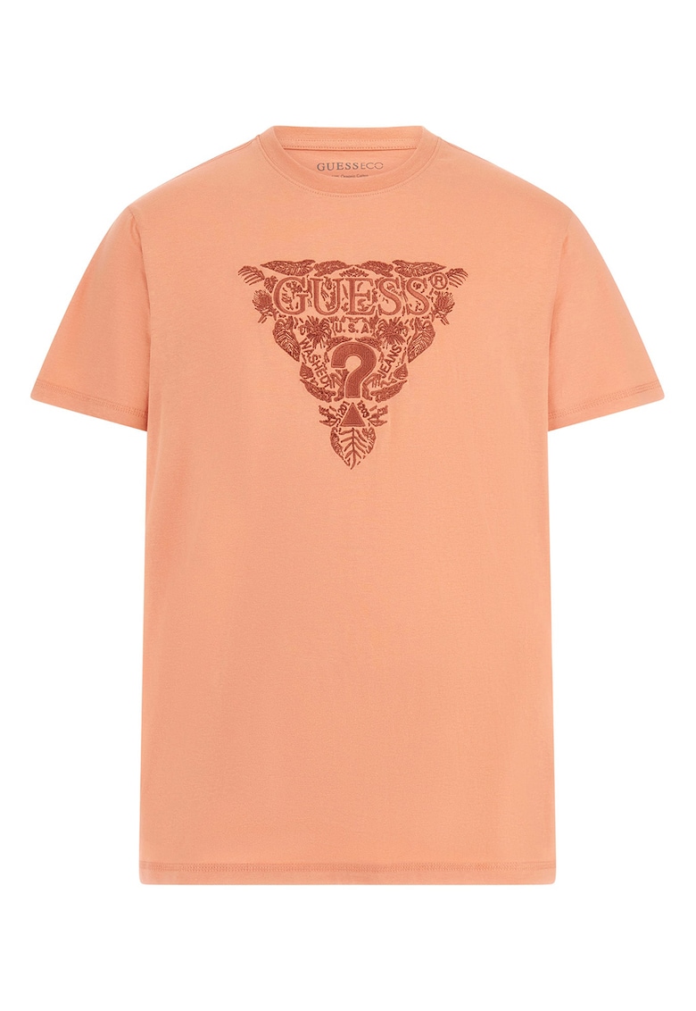 Tricou cu decolteu la baza gatului si logo brodat