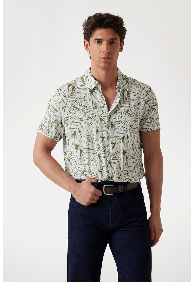 Camasa cu model floral si maneci scurte