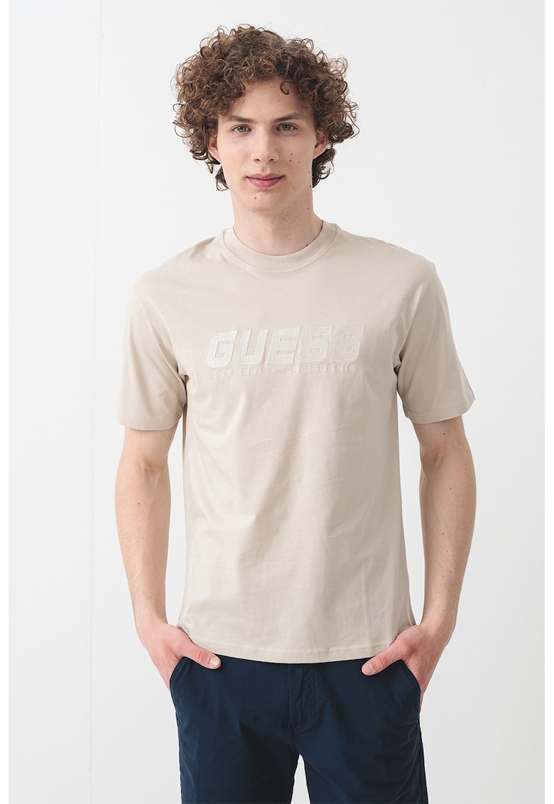 Tricou cu imprimeu logo - pentru fitness - Grej