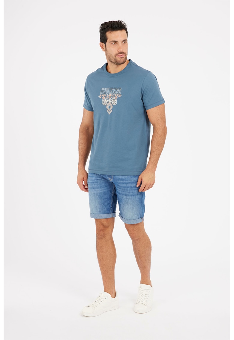 Blugi scurti de denim cu buzunare - Albastru melange
