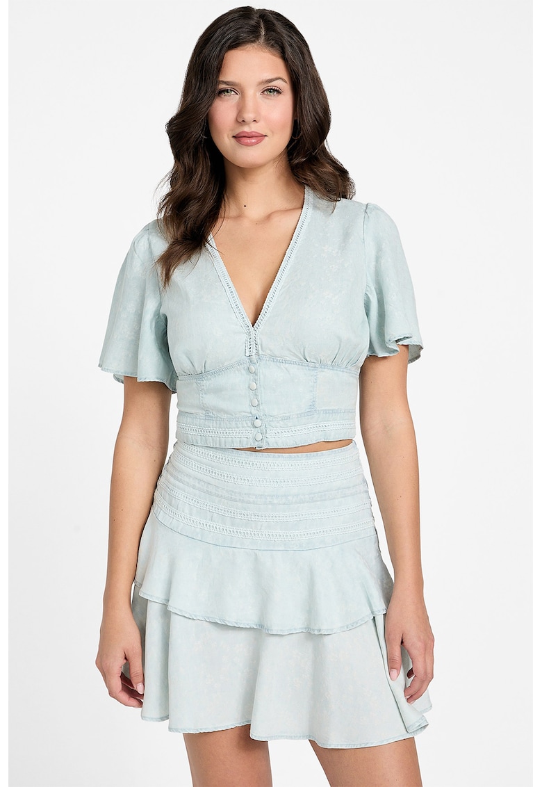 Camasa crop din amestec de lyocell Camasa crop din amestec de lyocell