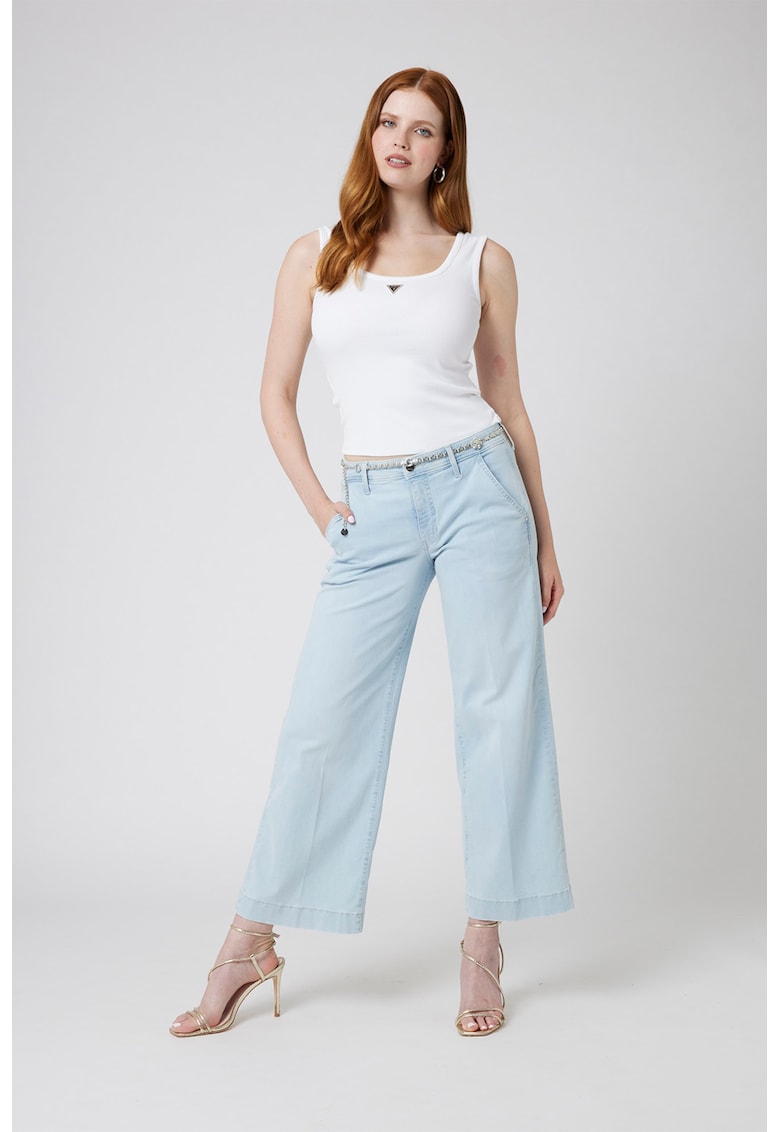 Blugi crop cu talie inalta