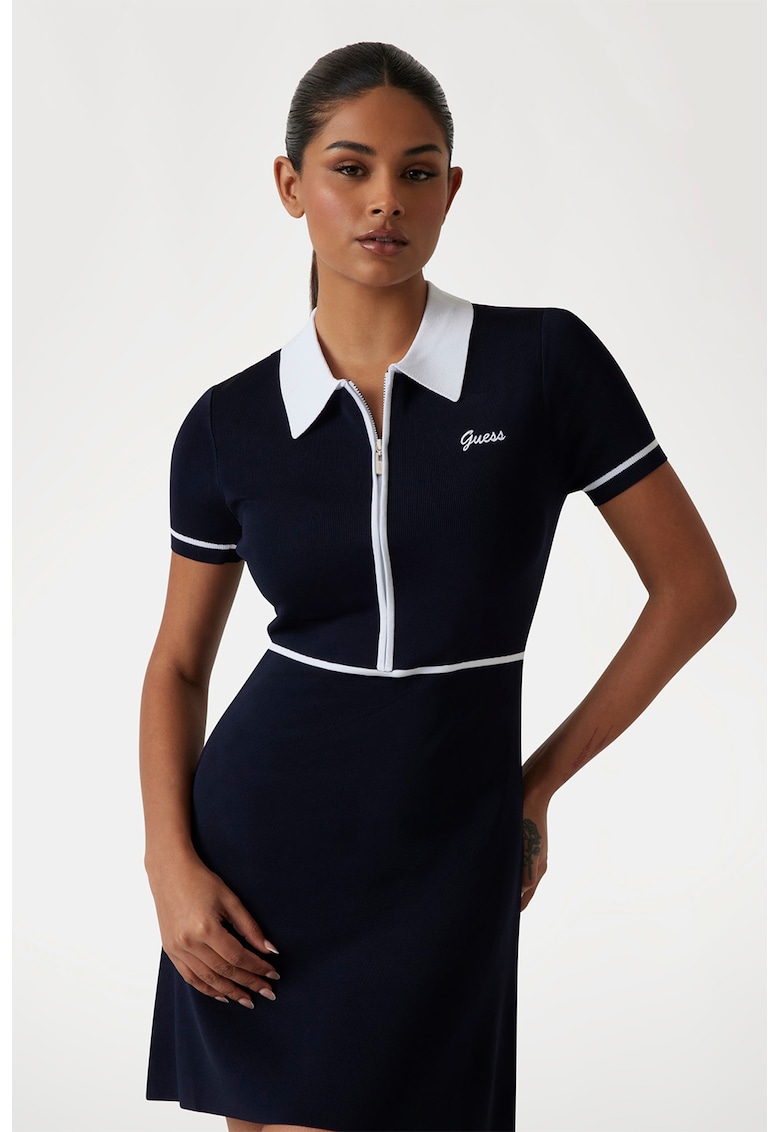 Rochie cu fenta cu fermoar pentru fitness - Alb/Albastru ultramarin