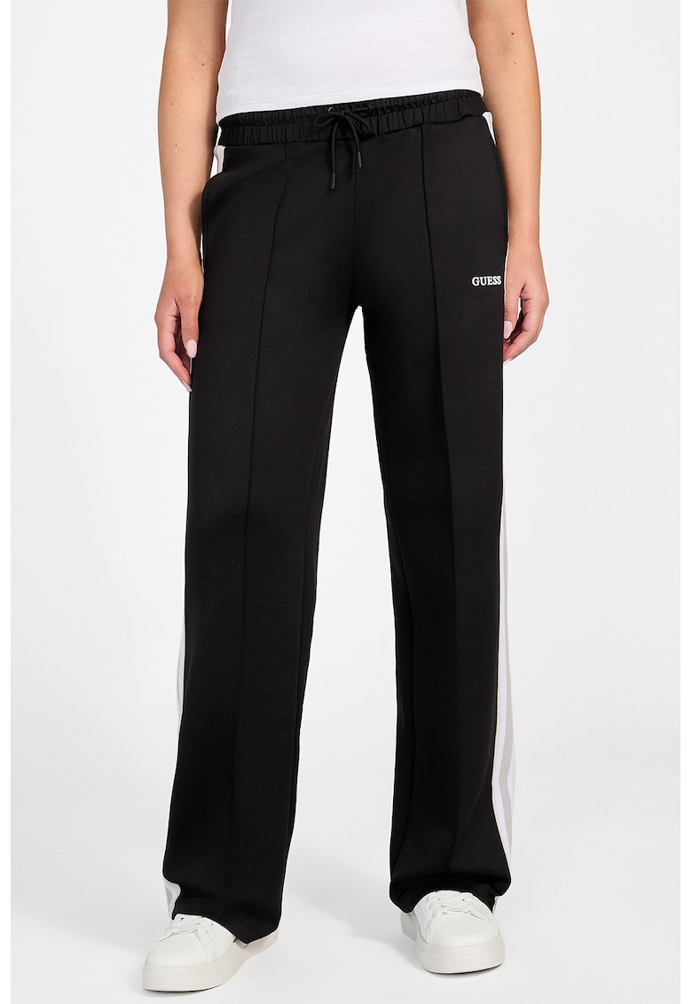 Pantaloni de trening cu talie inalta - pentru fitness - Alb/Negru