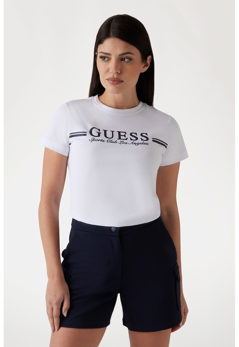 Tricou cu decolteu la baza gatului - pentru fitness - Alb/Albastru ultramarin
