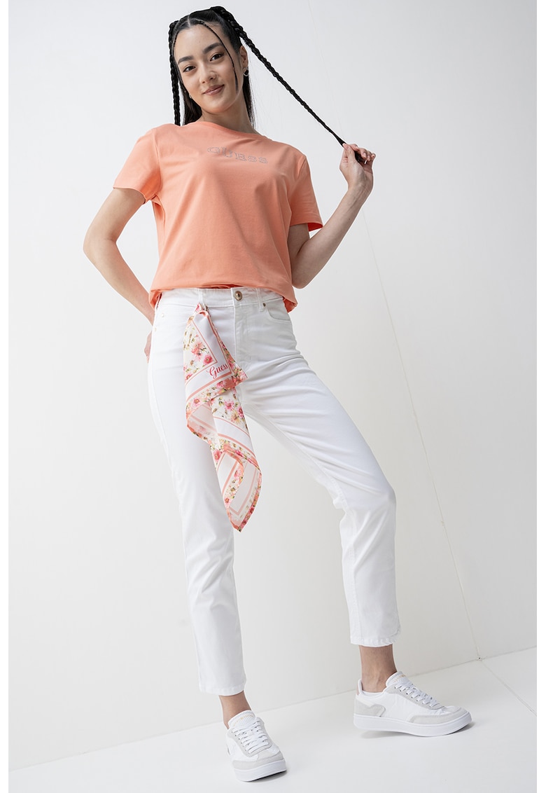 Tricou relaxed fit cu logo din strasuri