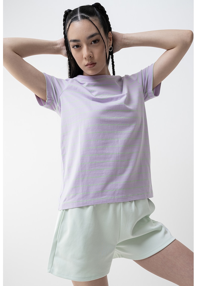 Guess - Tricou din amestec de bumbac cu model in dungi