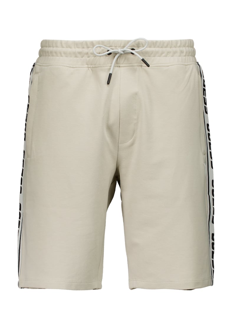 Pantaloni scurti cu benzi logo laterale pentru fitness - Gri deschis