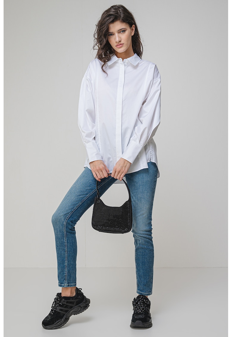 Guess Camasa relaxed fit cu inchidere ascunsa - Alb
