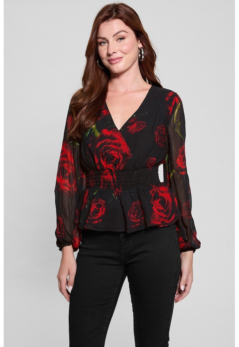 Bluza cu decolteu in V si imprimeu