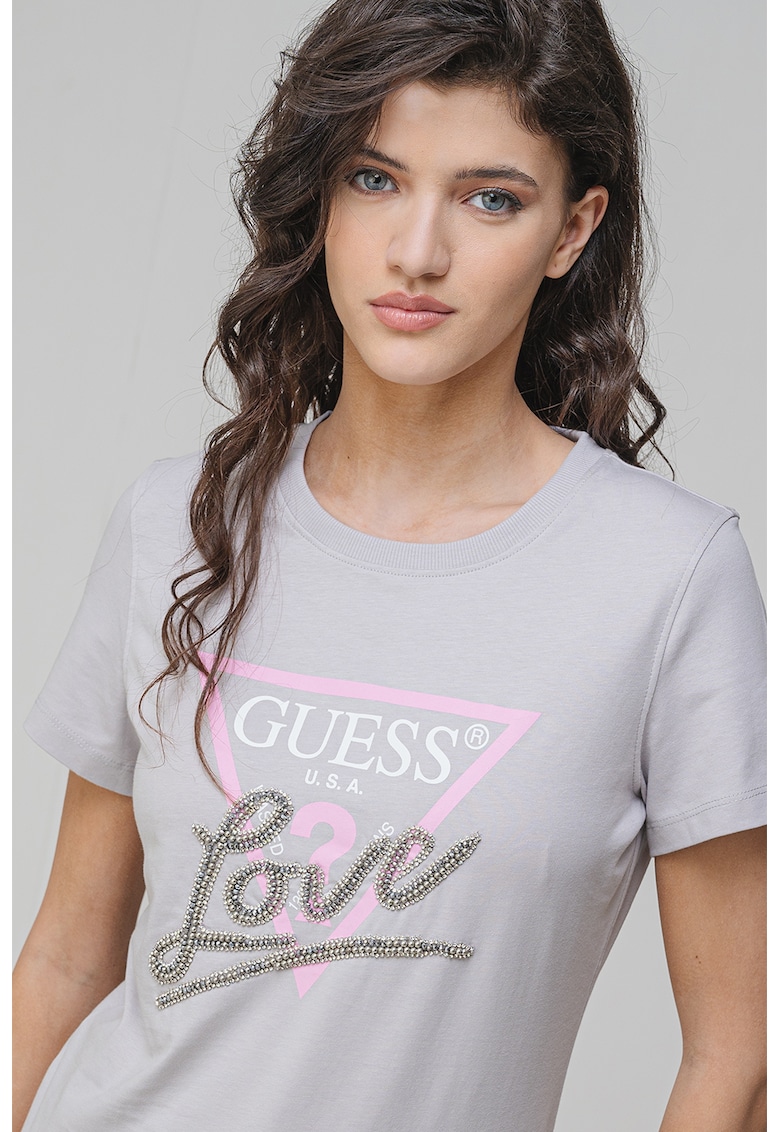 Tricou de bumbac cu strasuri