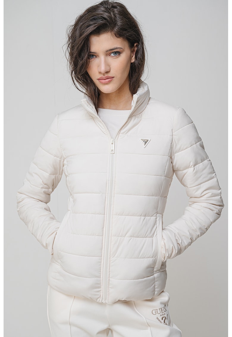 Geaca slim fit pentru fitness - Alb murdar