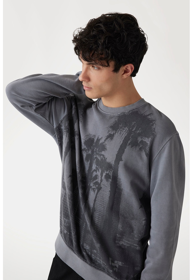 Pulover de bumbac cu imprimeu grafic