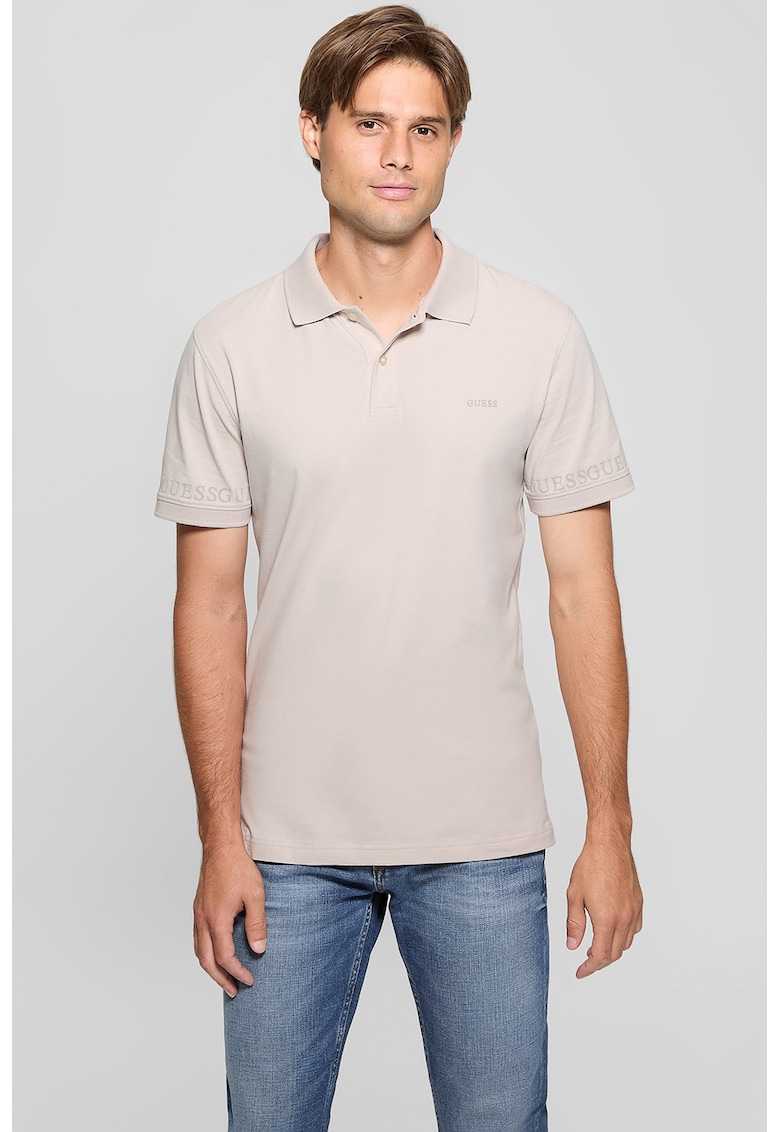 Tricou polo extra slim-fit cu model uni