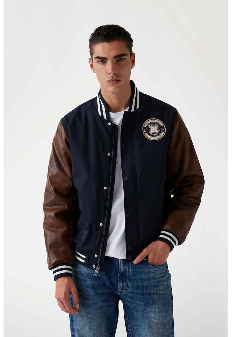 Zip Jacheta cu mansete si guler contrastant