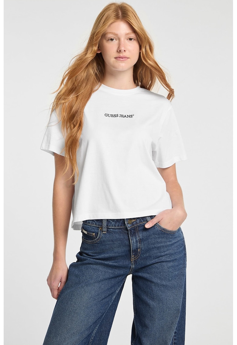 Tricou de bumbac cu logo - Alb